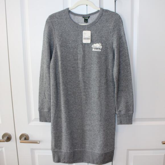 ROOTS -NWT- Cozy Fleece Dress Salt Pepper Grey | Small - Picture 1 of 7